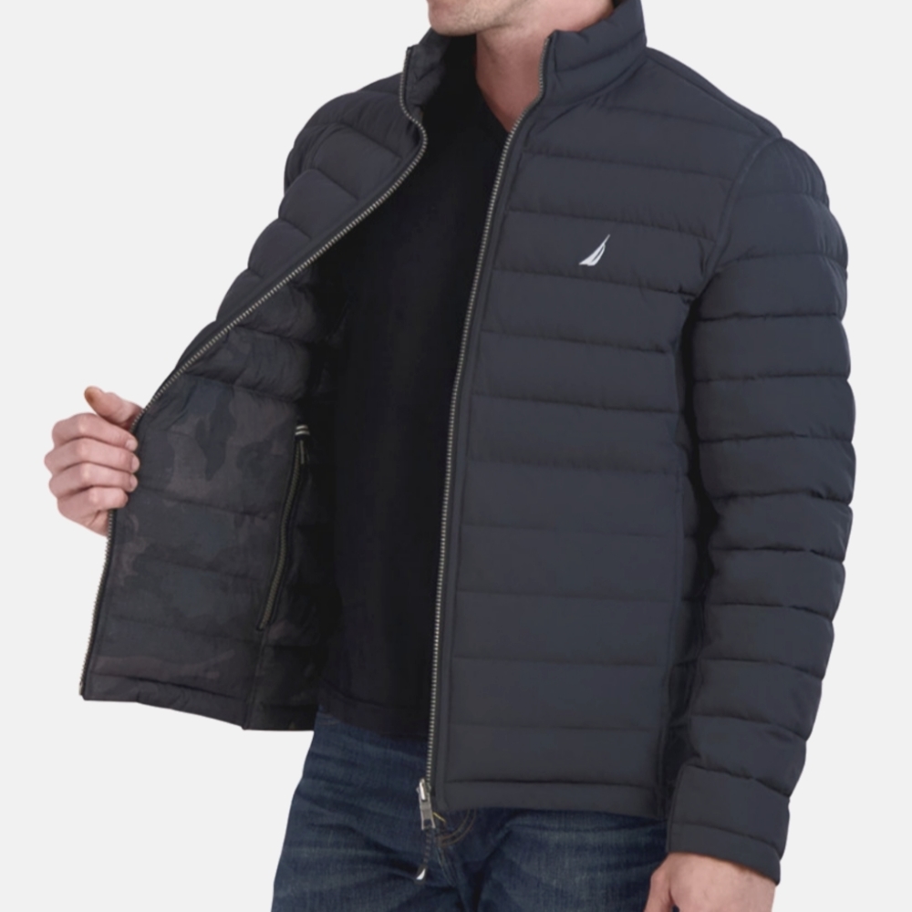 Reversible Camouflage Quilted Stretch Puffer Jacket - Picture 1 of 6